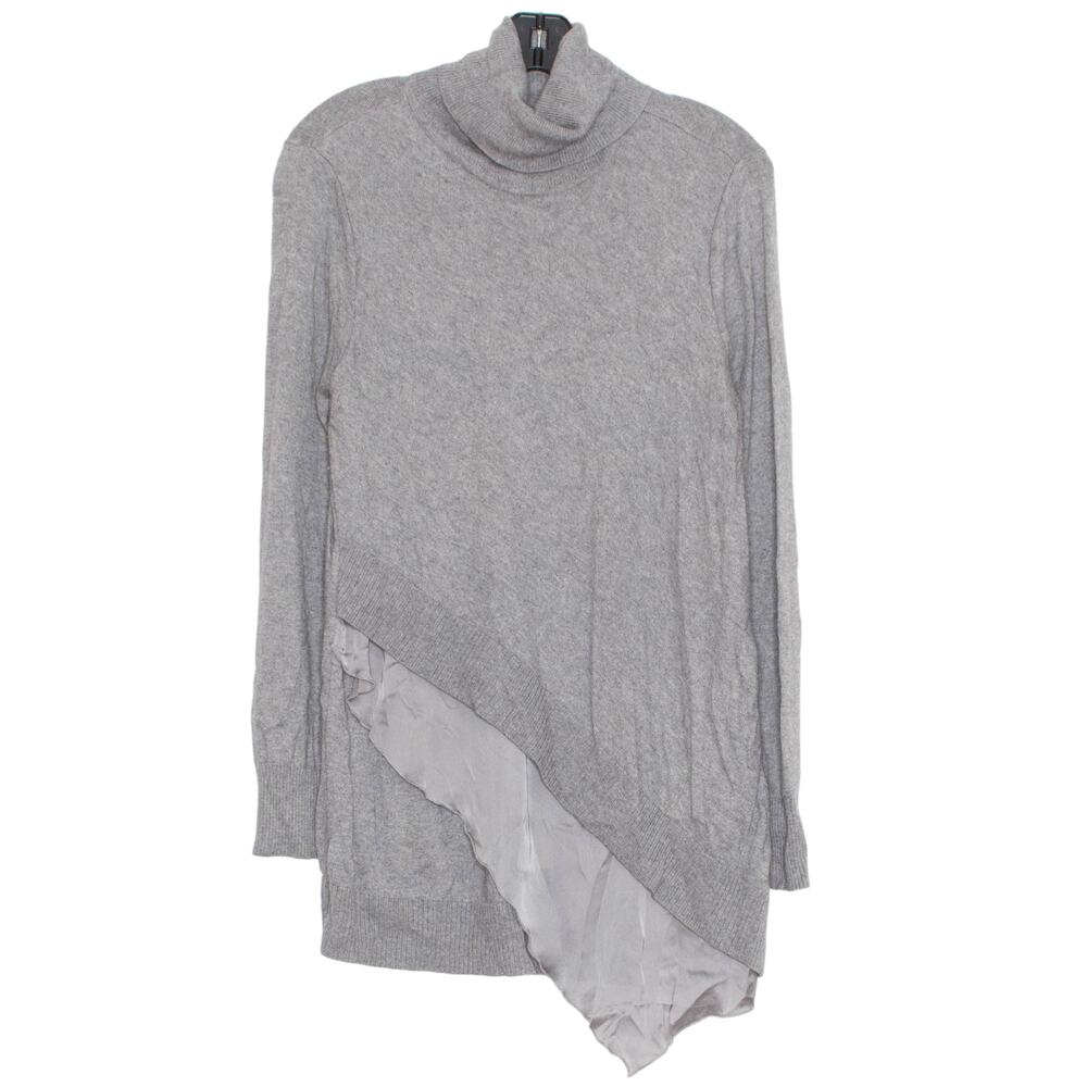 Soft Surroundings Sweater Turtleneck Wool Minimalist Asymmetrical Gray Small